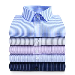 Men Business Casual Office Shirt Single Patch Pocket Long Sleeve Standard-fit Comfortable Button-down Plaid Dress Shirts S-4XL