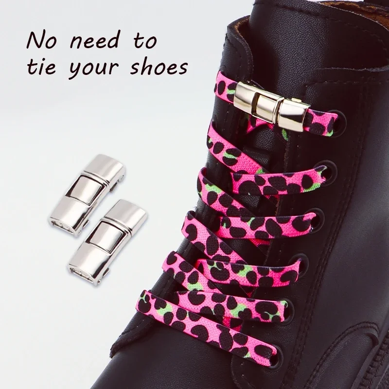 Press Lock Shoelaces No Tie Shoelaces Without Ties Animal Pattern Elastic Shoe Laces Sneakers Tiger/Leopard Shoes Accessories