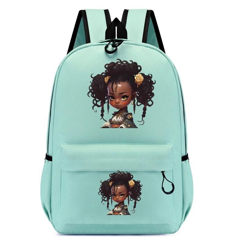 Kinder Rucksack Samurai schwarz lockiges Mädchen Rucksack Kindergarten Schult asche Kinder schöne Afro Mädchen Bücher tasche Reise Schult aschen