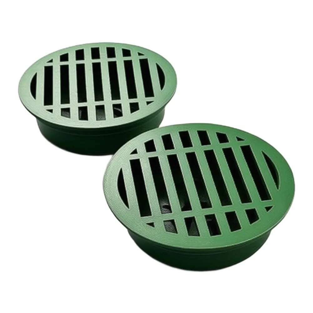 2 x Plastic 4 inch Round Drain Covers for Lawn Drain Walkway Drain Patio Drain Basement Drain Utility Drain Mesh Design