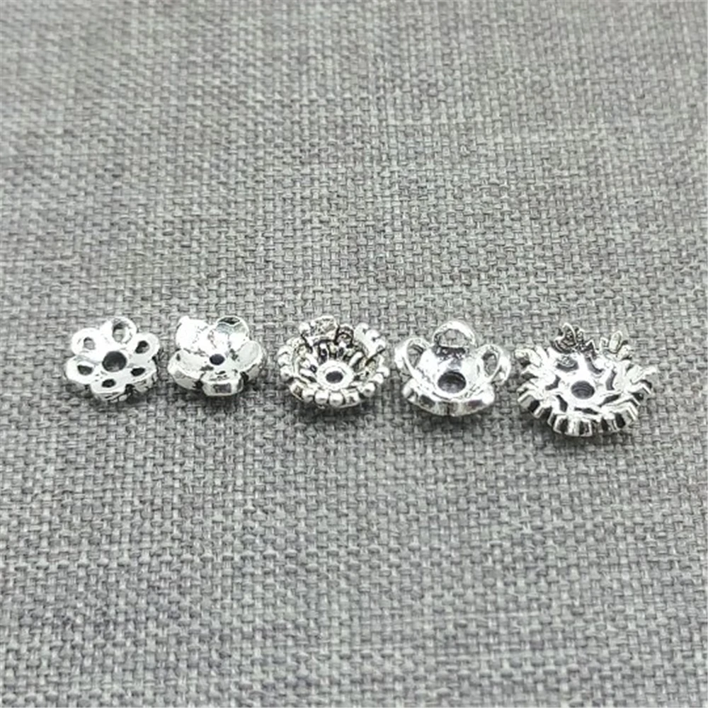 10 Sterling Silver Flower Bead Caps 925 Silver Snowflake Spacer Bead Cap