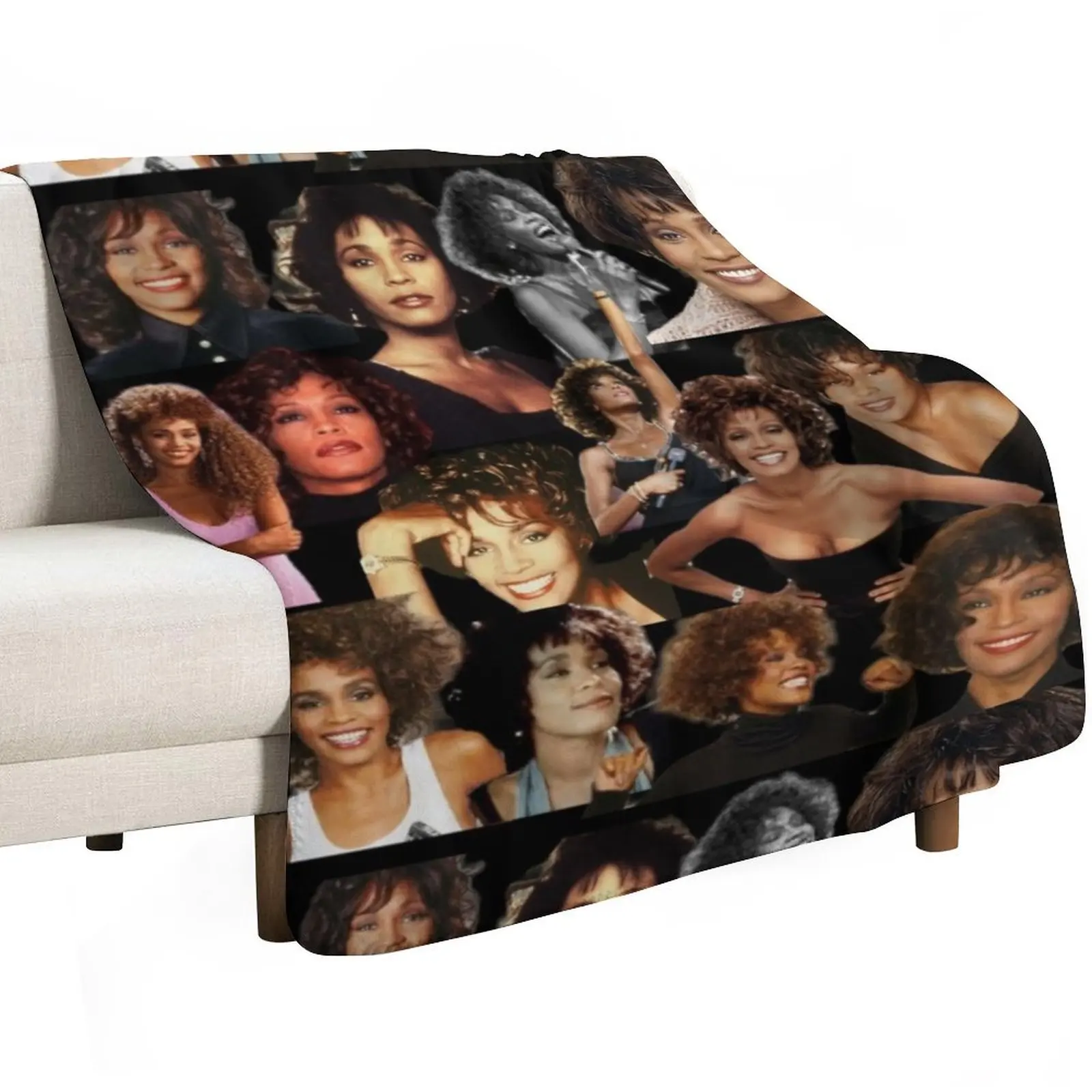 Whitney Houston Collage Throw Blanket wednesday Travel warm for winter Softest Sofa Hairys Blankets
