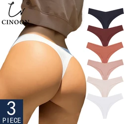 CINOON 3Pcs/Lot Sexy Seamless Panties for Women No Show Thong V-waisted Stretch Breathable G String Underwear Comfort Intimates