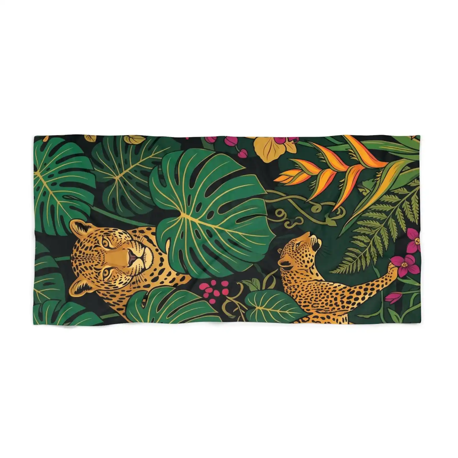 Tropical Leopard Jungle Beach Towel Monstera Leaves Exotic Flowers Bath Towels Bathroom Items Travel Playa Swimming Pool Sauna