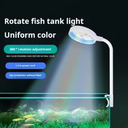 Aquarium Light With Adapter LED Clip On Fish Tank Light, Small Full Spectrum USB Light 360° Rotation Lighting