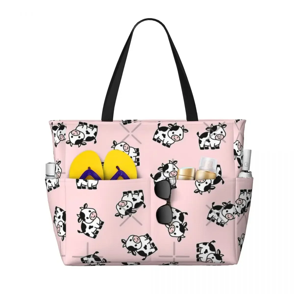 Cow Beach Travel Bag, Tote Bag Holiday Practical Travel Birthday Gift Multi-Style Pattern