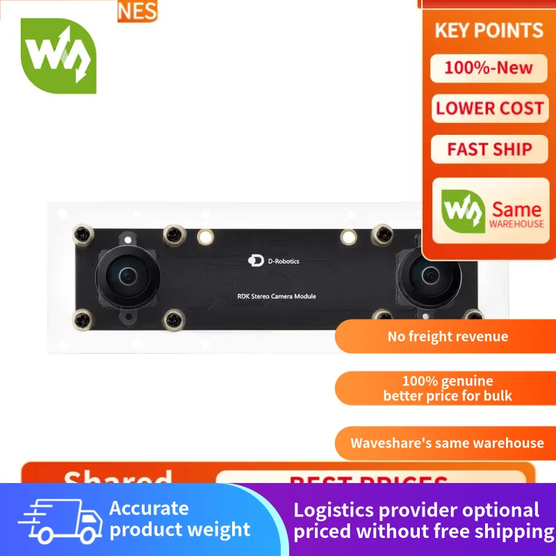 

【Waveshare genuine】- SC230AI Ultra-Wide Angle Binocular Depth Camera Module For RDK X5, Dual 2MP Color Cameras, Stereo Vision, D