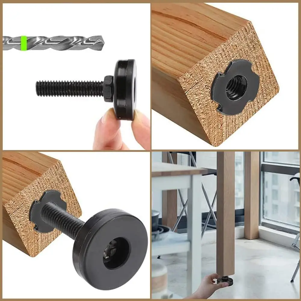Heavy Duty Adjustable Leveling Feet, 8Pcs Black Adjuster Furniture Leveler Foot for Cabinet Restaurant Table Chair Levelers