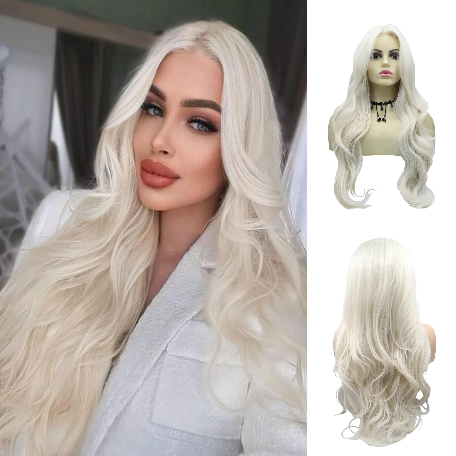 1 × 4 شعر صناعي بدانتيل أمامي على شكل حرف T 24 بوصة أرجواني وذهبي شعر مجعد مموج مناسب للحفلات اليومية للنساء شعر مستعار مقاوم للحرارة