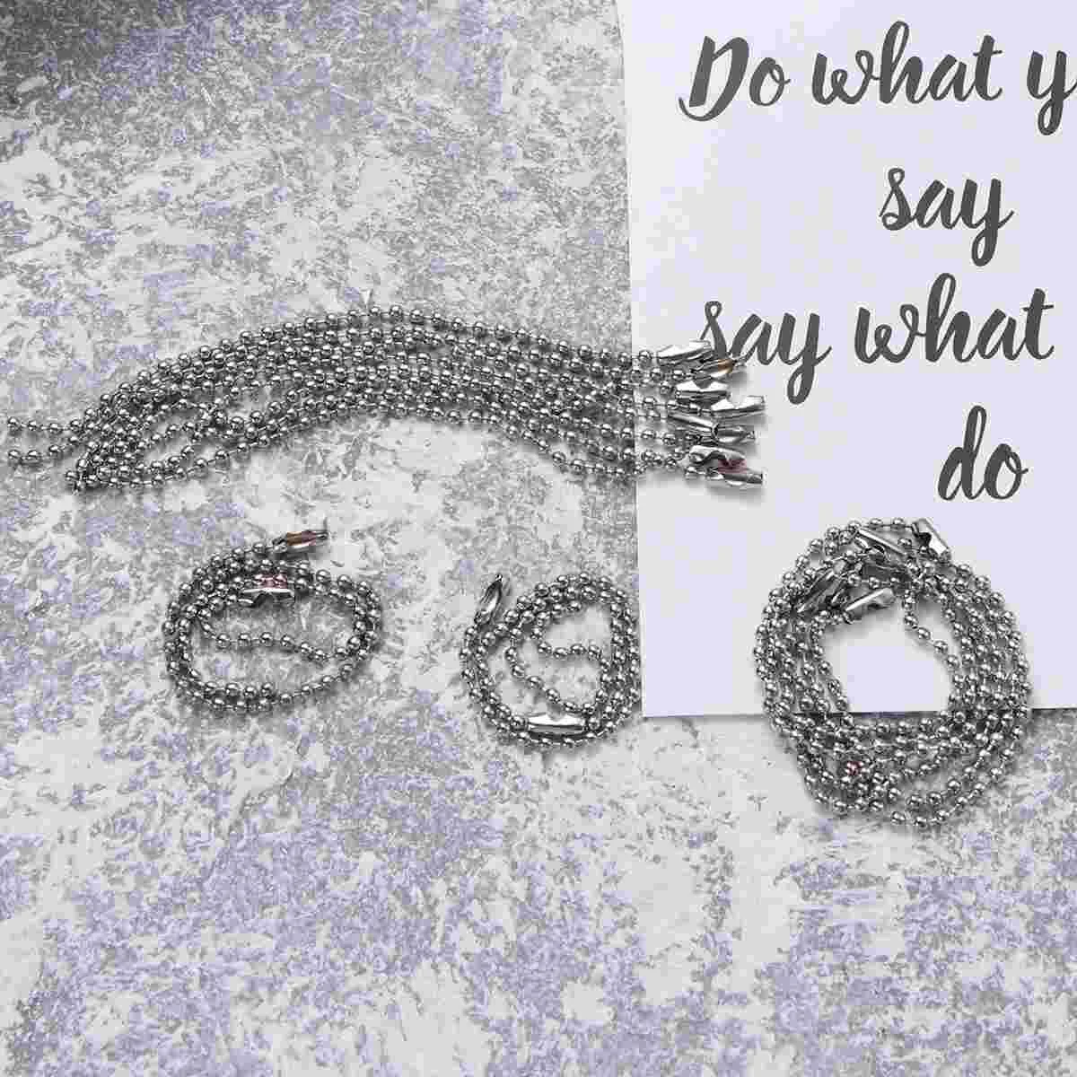 Key Rings for Jewelry Chain Ball Silver Tone Connector Clasp Chains Nickel Plated Tag