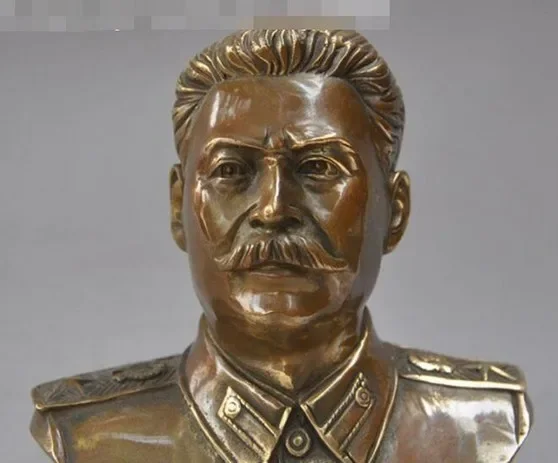 Chinese Folk Brass Copper Bronze Made Colossus Leader stalin A bust art Statue