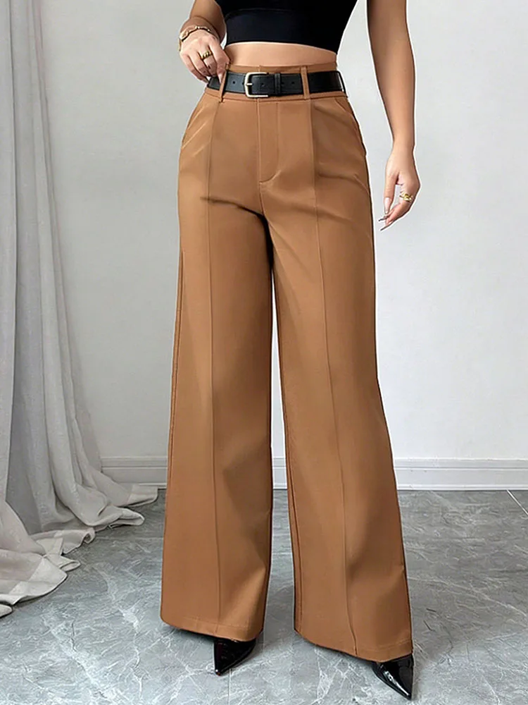 

Элегантные широкие брюки Doyerl для женщин, с высокой талией, свободные прямые брюки, офисная одежда, деловые брюки, брюки для работы, Pantalon Femmes