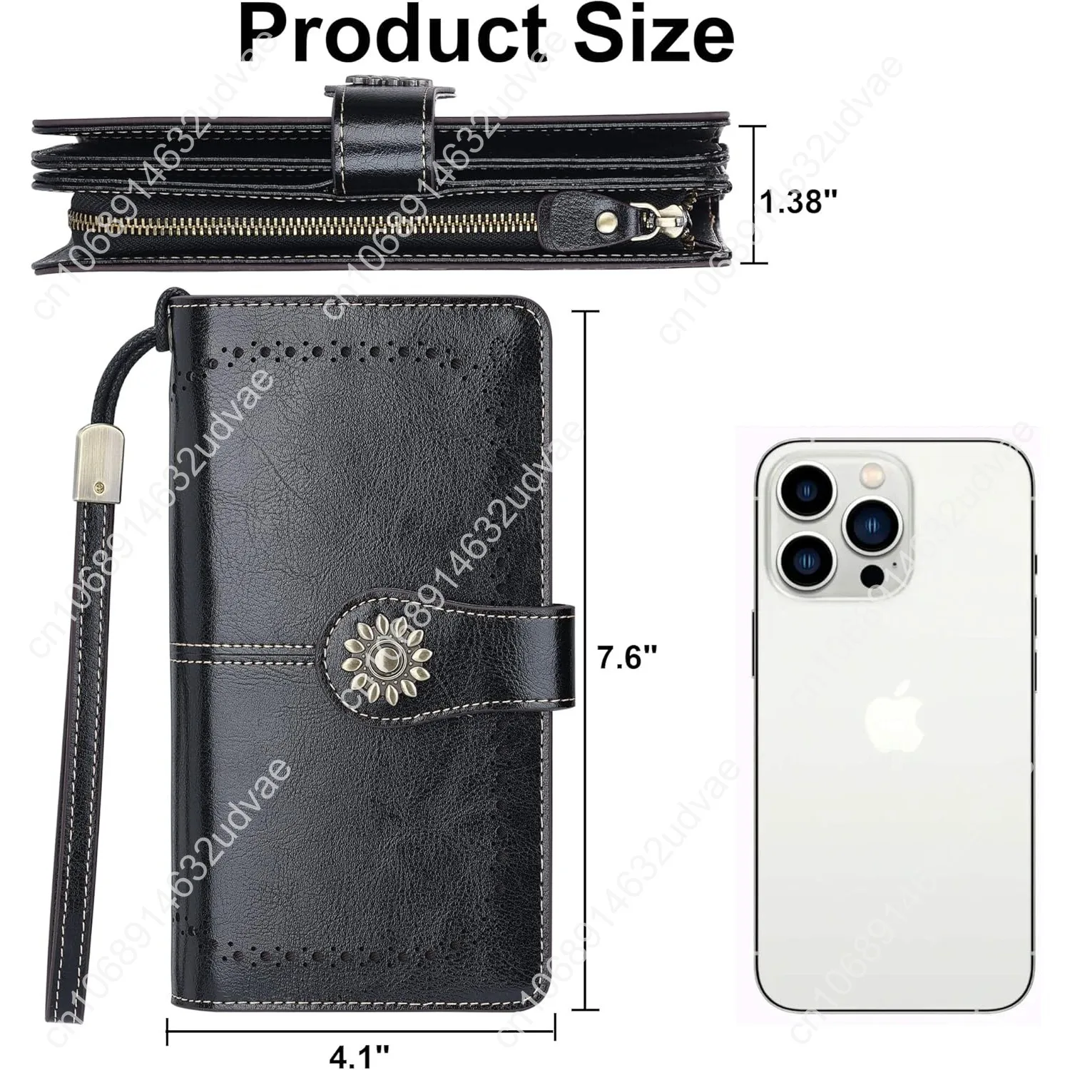 Lavemi Womens Large Capacity Genuine Leather RFID Blocking Wallets Wristlet Clutch Card Holder