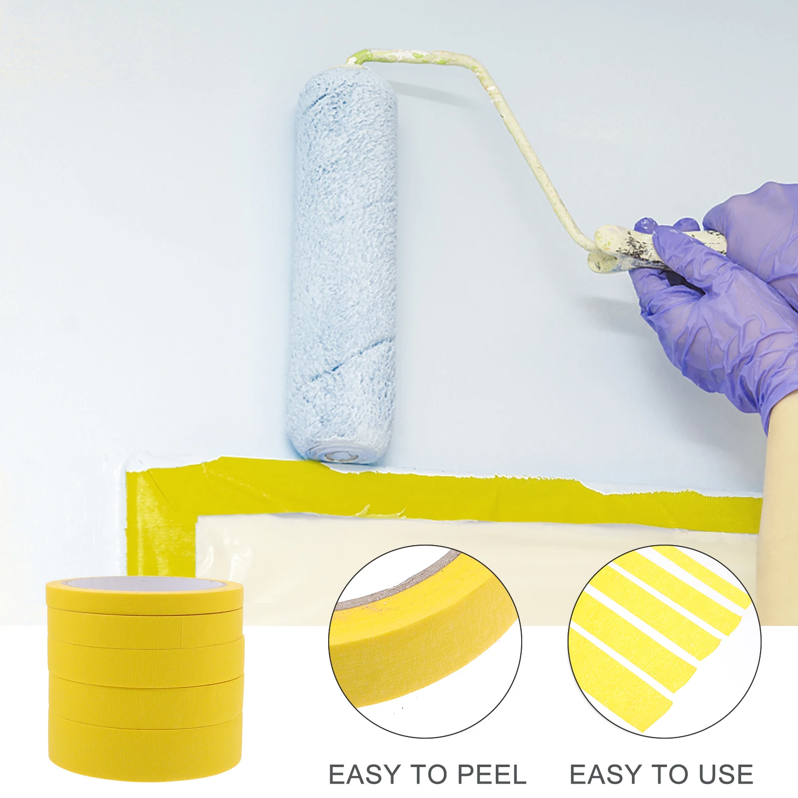 

5 Rolls Multi Color Paper Masking Tape Adhesive Tape Car Furniture Spray Paint Use Art Paper Tapes Self-Adhesive Tapes