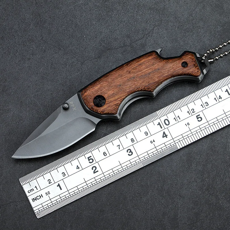 Solid Wood Handle Folding Knife Blade 4cr14 Household Kitchen Melon Fruit EDC Tool Outdoor Survival Pocket Tactical Knife