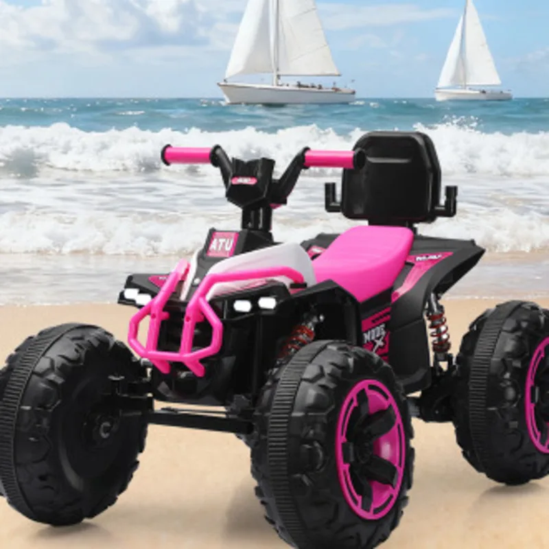Ride On Car 12V ATV voor kinderen 4 Wheeler elektrische speelgoedauto Bluetooth licht lederen zadels jongens meisjes binnen buiten