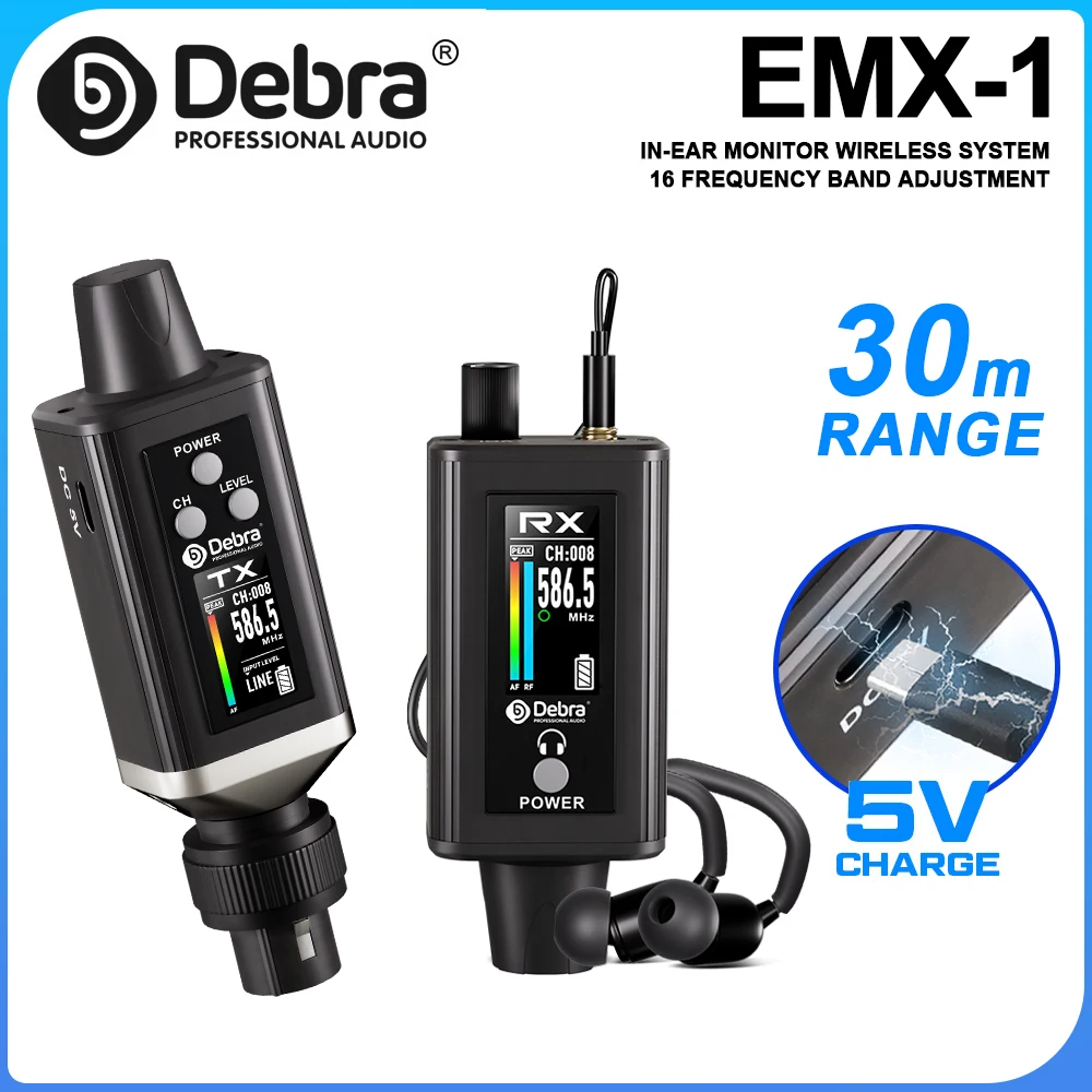 New Debra UHF EMX-1 Wireless Monitoring System, Portable, Rechargeable Monitoring System, 16 Adjustable Frequencies on Screen