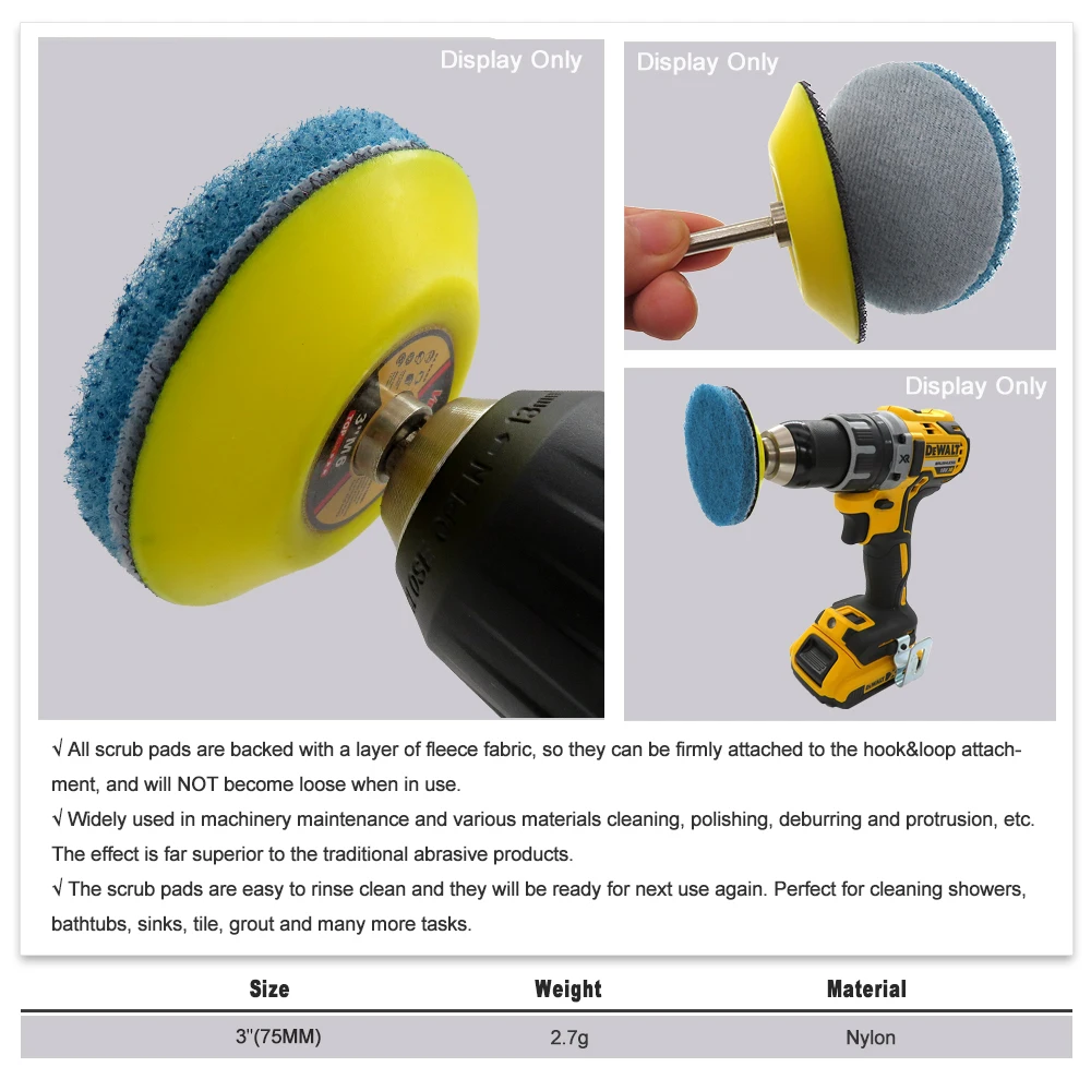 100Pcs 3 Inch  75mm 5 Grit Hook & Loop Scouring Pad Nylon Abrasive Buffing Disc P240-P2000  for Metal Rust Removal Polishing