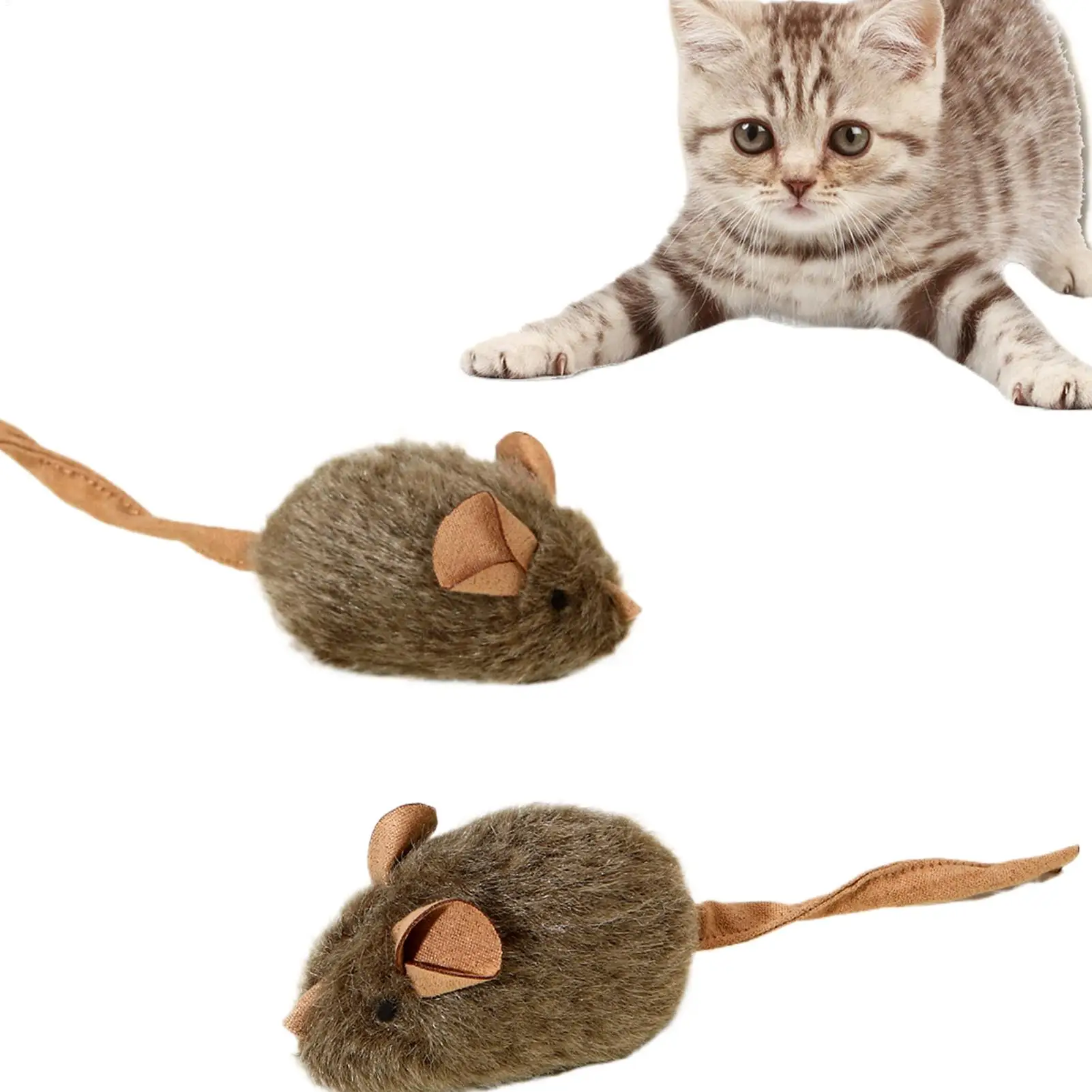 

Cat Mouse Toys For Indoor 2 Pieces Realistic Squeaky Interactive Pet Supplies Kitten Chew Toy For Hunting Simulation Scratching
