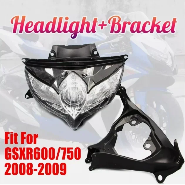 Motocycle Headlight Assembly Headlamp Light + Bracket Fit For Suzuki GSXR600 GSXR750 2008 - 2010 2009 K8 K9  GSXR 600 GSXR 750