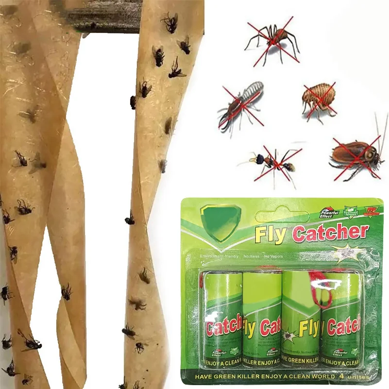 Fly Sticky Strips For Indoors and Outdoor Used, Fly Glue Strip, Fruit Fly Killers, Fly Catcher, A box of four pieces