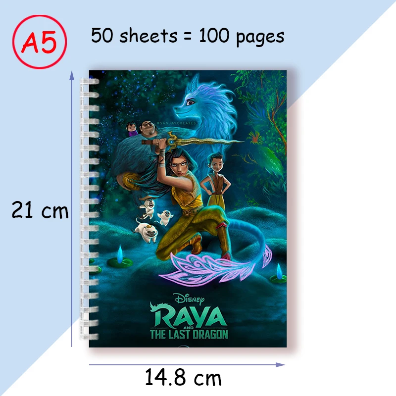 A5 Spiral Notebook Raya and The Last Dragon Essential Christmas Child Movie Girl Luxury Cosplay Journal Note Book Birthday Party