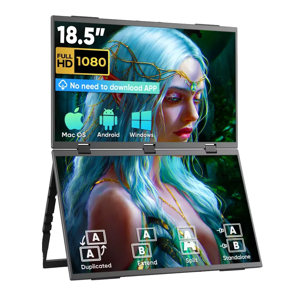 

18.5inch Fhd 1080p Dual Triple Portable Usb-c Hd Hdr Secondary Display Foldable Laptop Pc Gaming 100% Srgb