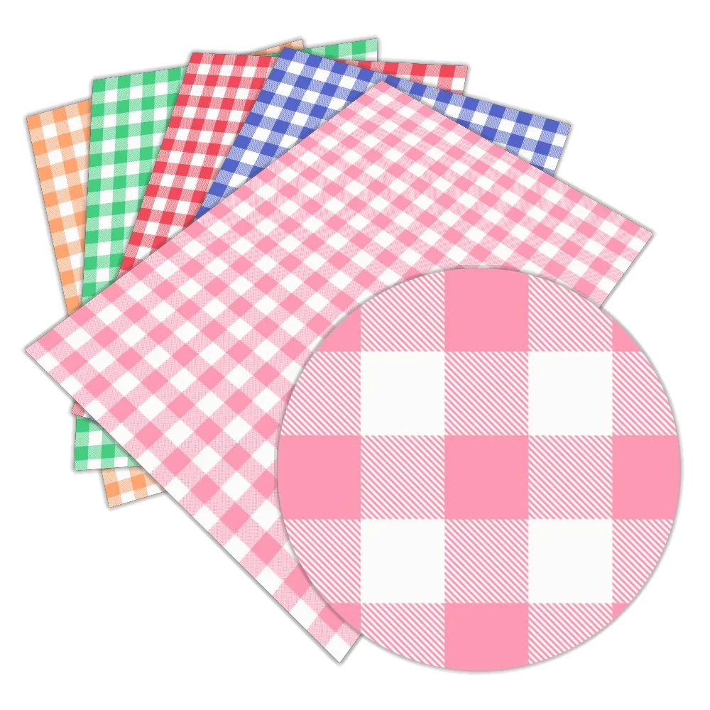 Stripes Plaid Patterns Printed Faux Leather Sheets Vinyl Sheets DIY Earring Hair Bow Crafts Leather 12*8
