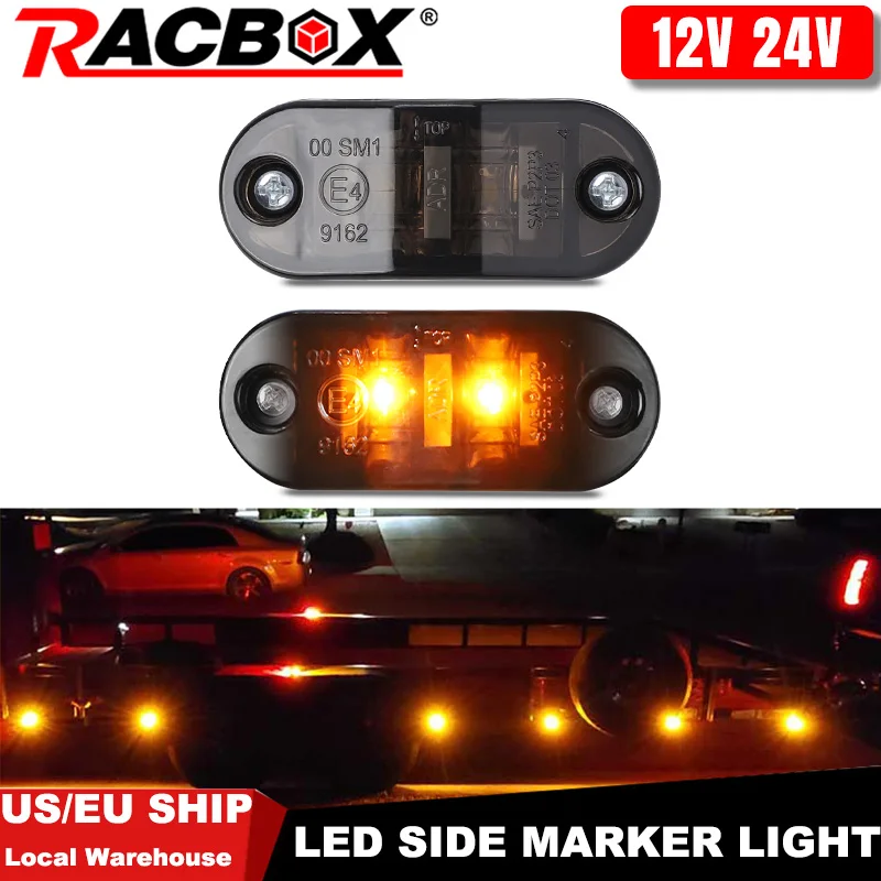 12V 24V LED Side Marker Lights E4 Marker Warning Indicator Light Turn Signal Lamp For Pickup Truck Trailer Tail Lights Van Lorry