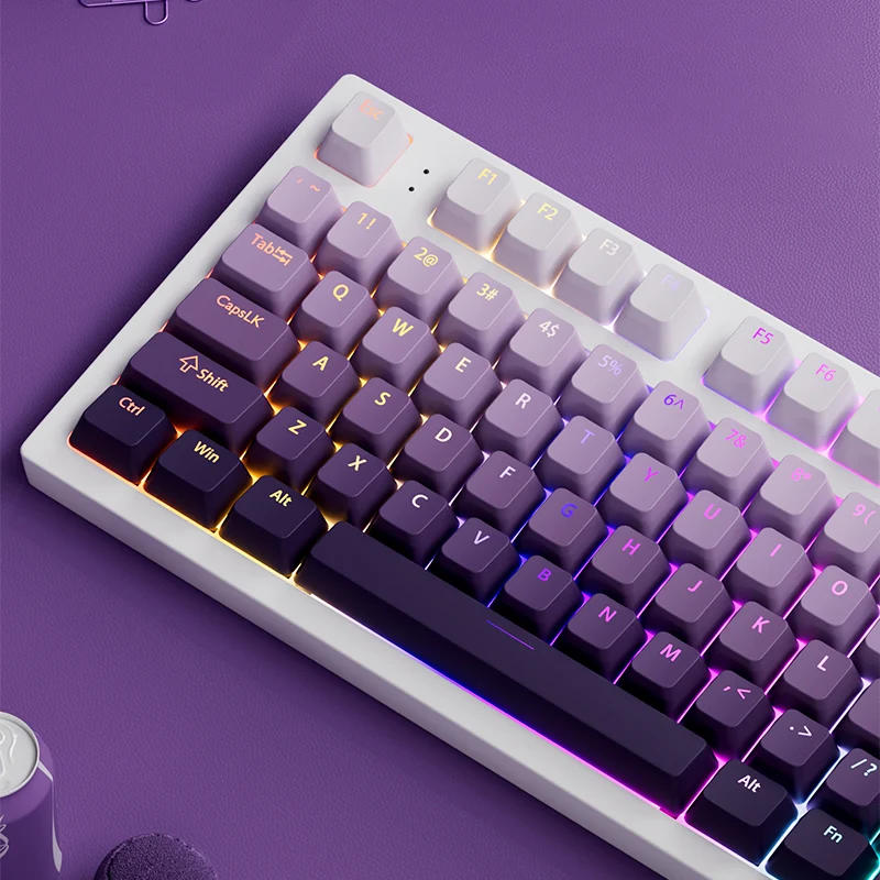 2026 Lavender Top Print RGB Backlit Keycaps 135 Keys OEM Profile Shine Through PBT Double Shot Keycaps for MX Switches Keyboards