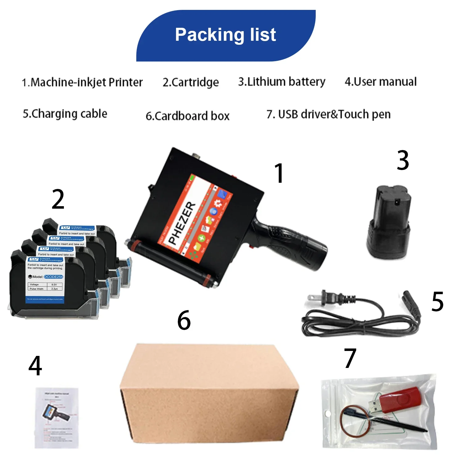 DCODE 730PLUS 100mm Portable Handheld Thermal Inkjet Printer QR Barcode Batch Number Logo Expiry Date TIJ Coding Machine