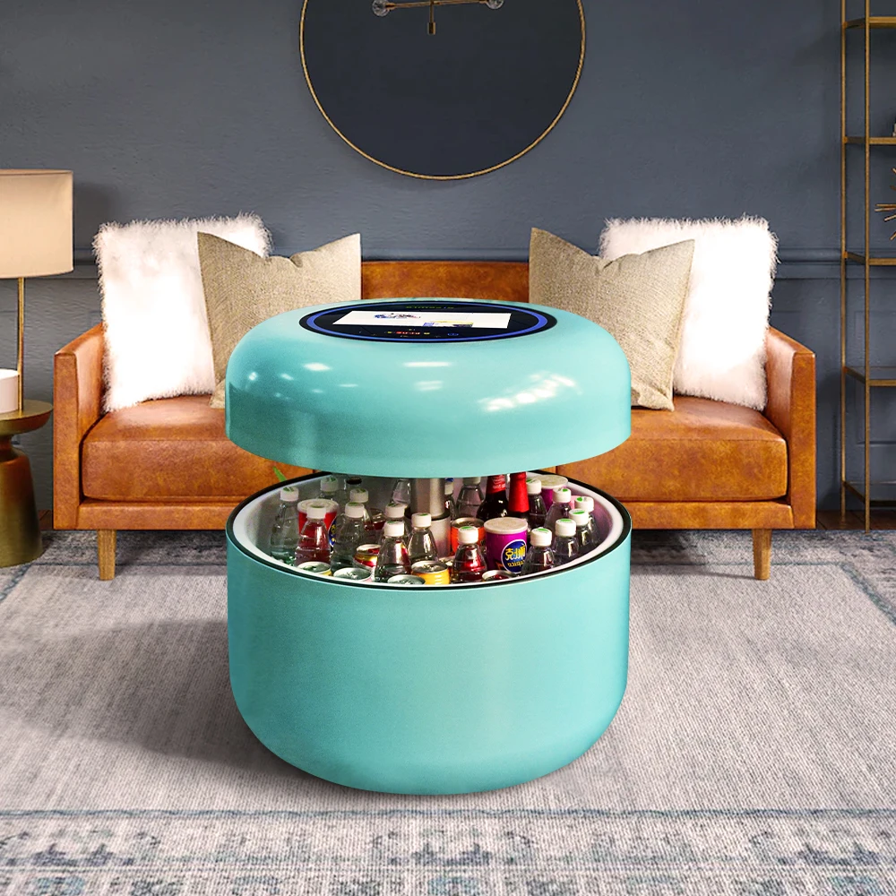 

High End Hotel Bluetooth Speaker Integrated Beer Cooler Drinks Fridge Multifunction Big Touch Screen Smart Coffee Table