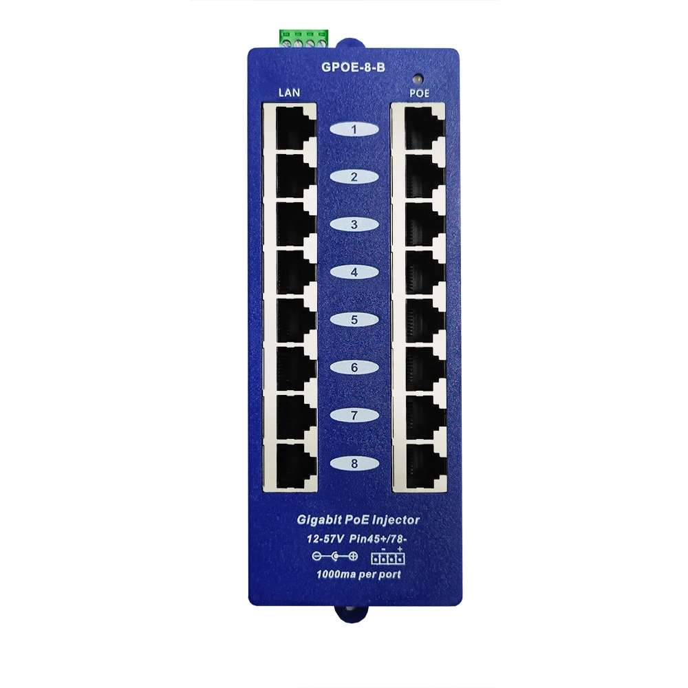 

High Quality 24v Passive Gigabit Poe Injector 8 Port