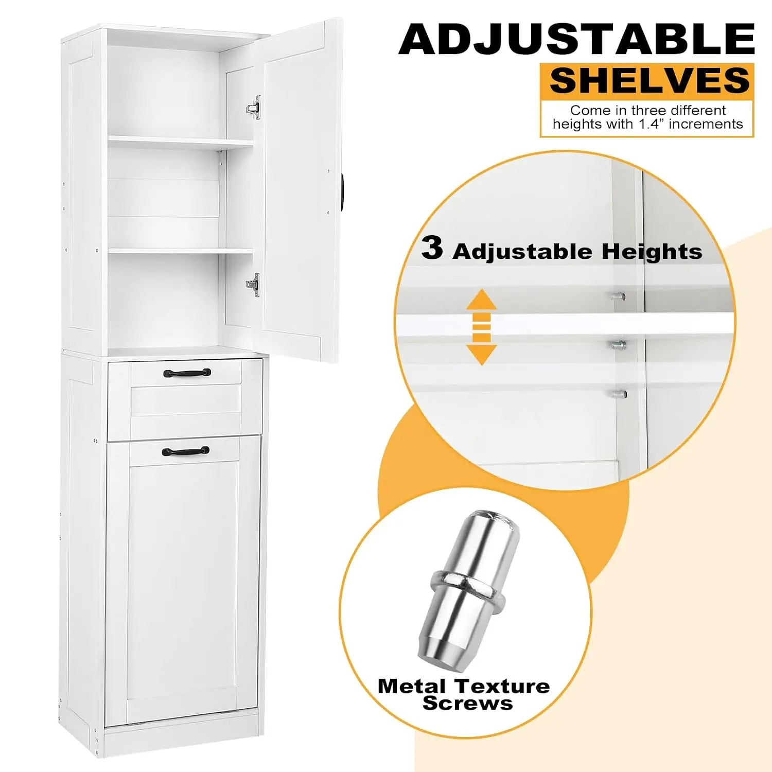 Tilt Out Laundry Hamper Cabinet, 71 Inch Bathroom Storage Cabinet, Customized