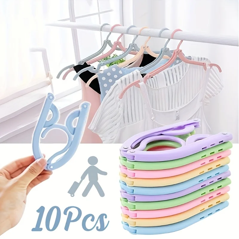 10-piece Portable Folding Hanger with Non-slip Grip-durable Plastic, Suitable for Travel and Family Use - Detail 1