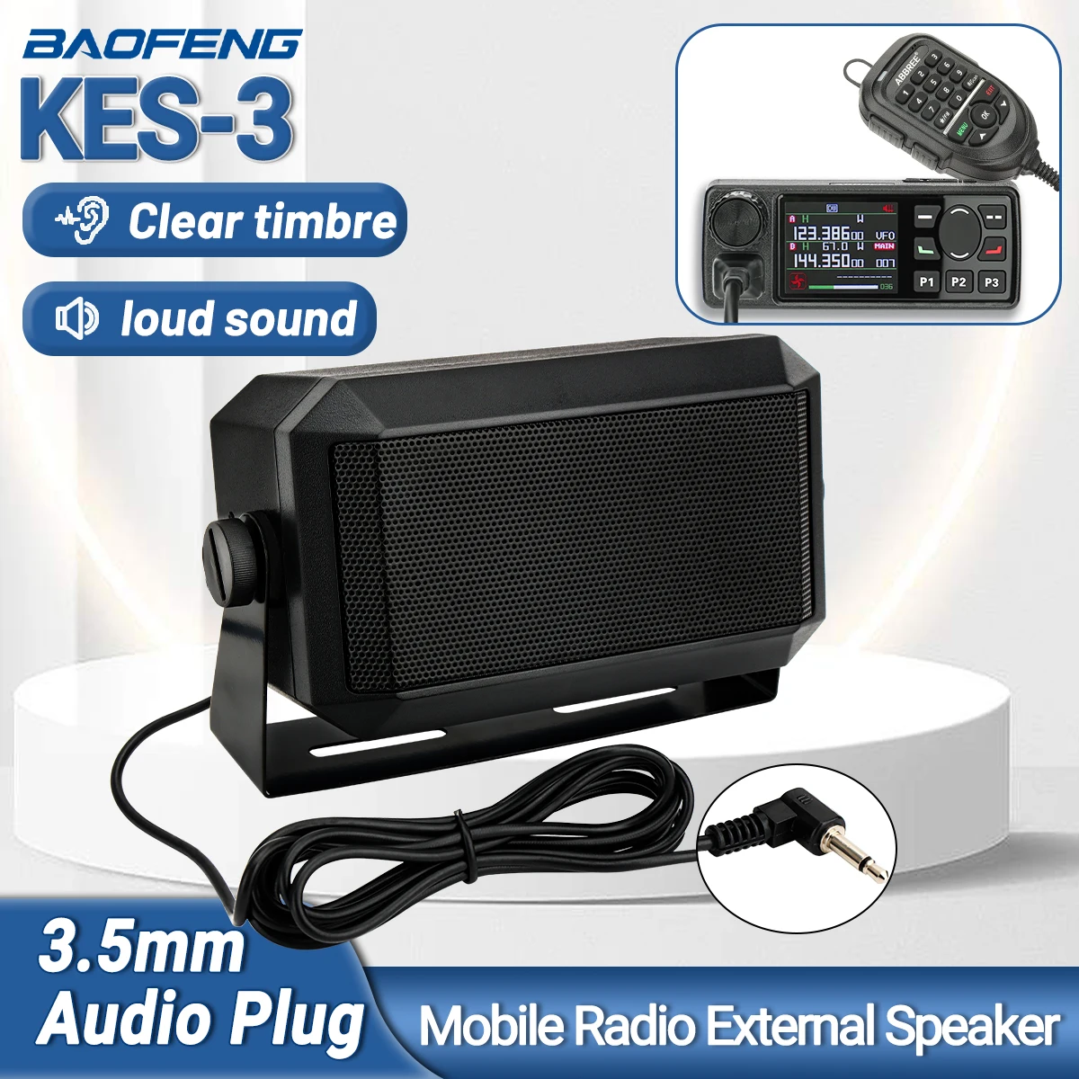 

Baofeng Rectangular External Communications Speaker Clear Loud Sound for All 3.5mm Walkie Talkie Plug CB Radios Ham Radio