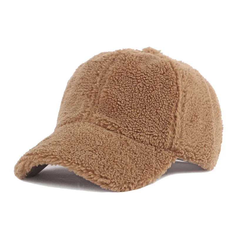 Autumn Winter Baseball Cap Women Artificial Lamb Wool Hats Keep Warm Cap Plush Baseball Caps Spring Baseball Cap Solid Sunshade