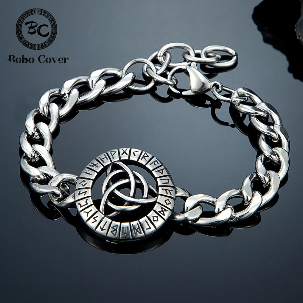 Wikinger Keltischer Knoten Armband für Männer - Edelstahl Nordischer Valknut Runen Triquetra Armreif Retro Gotisches Zubehör Schmuck Geschenk