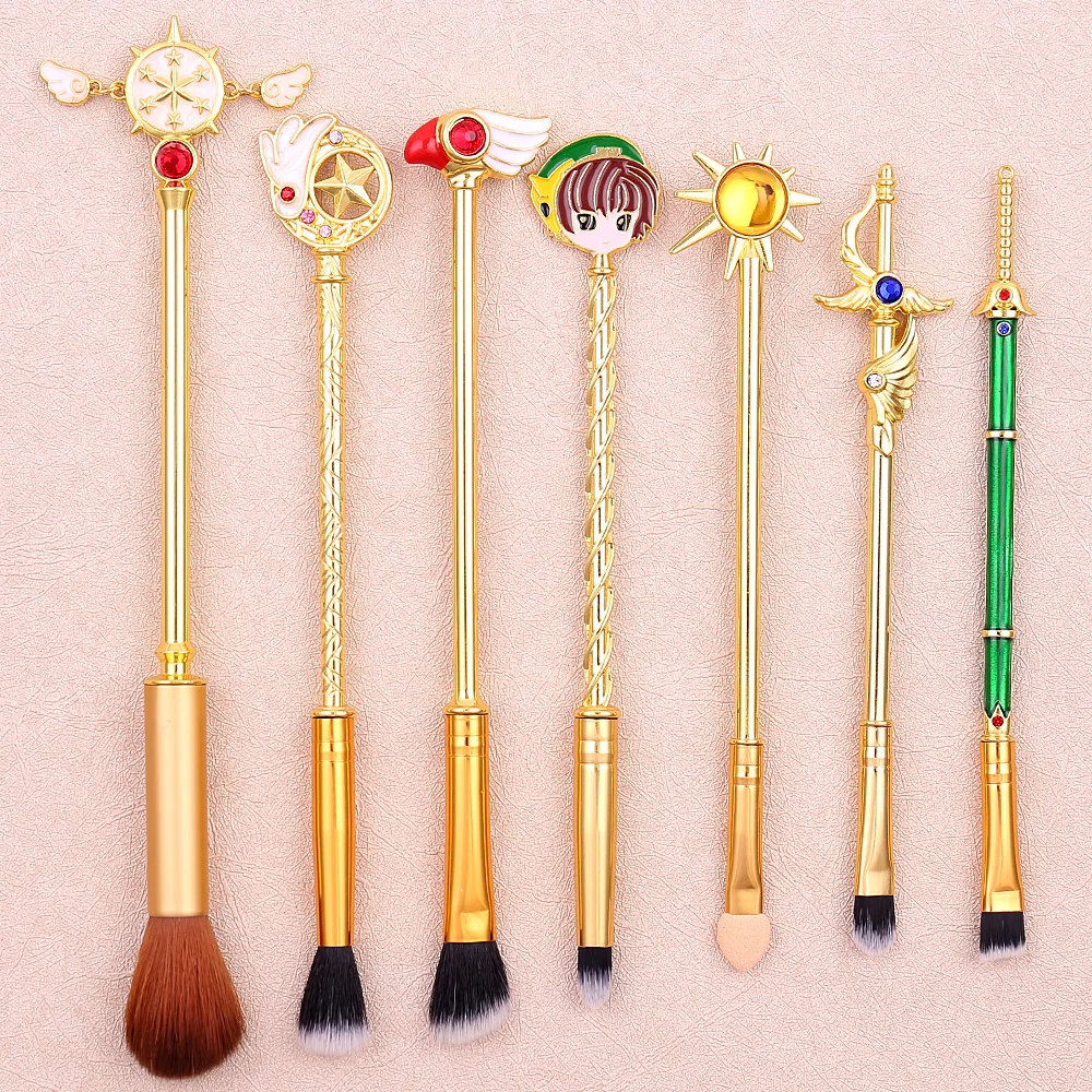 7Pcs Anime Card Captor Sakura Fiber Make Up Brush Concealer Highlight Brush Eye Shadow Blush Makeup Soft Brush Cosmetic Tools