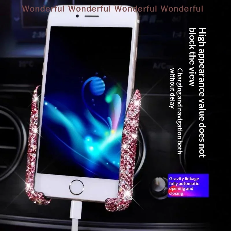 Crystal Car Phone Holder for Air Vent Mount Clip Women Chic Bling Stand Universal Mobile Holder for Car Decoration