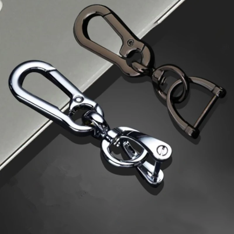 Car Keychain Classic Men Stainless Steel Keychain Waist Belt Clip Anti-lost Buckle Hanging Fashion Key Ring Car Decoration