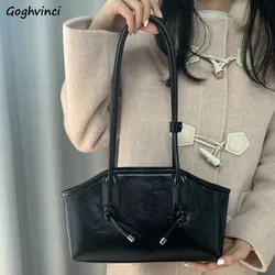 Black PU Leather Shoulder Bags Women High Capacity 2023 New Luxury Handbags Commuter Office Lady All-match Streetwear Chic Ins