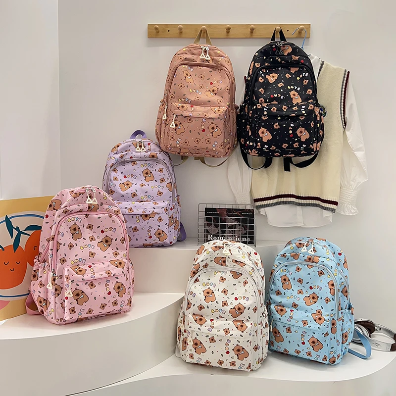 

Kawaii Cute Bear Rilakkumas Backpack Large Capacity Anime Cartoon Backpack Stylish Student School Bag Shoulder Bags Schoolbag
