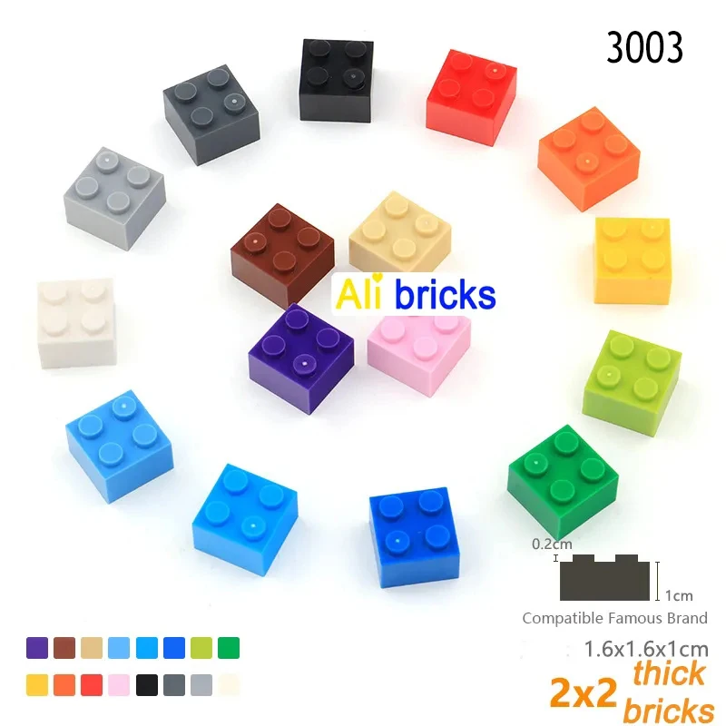 15pcs DIY Thick Figures Bricks 2x2 Dots Building Blocks Educational Classic Brick Compatible With 3003 Plastic Toys For Children