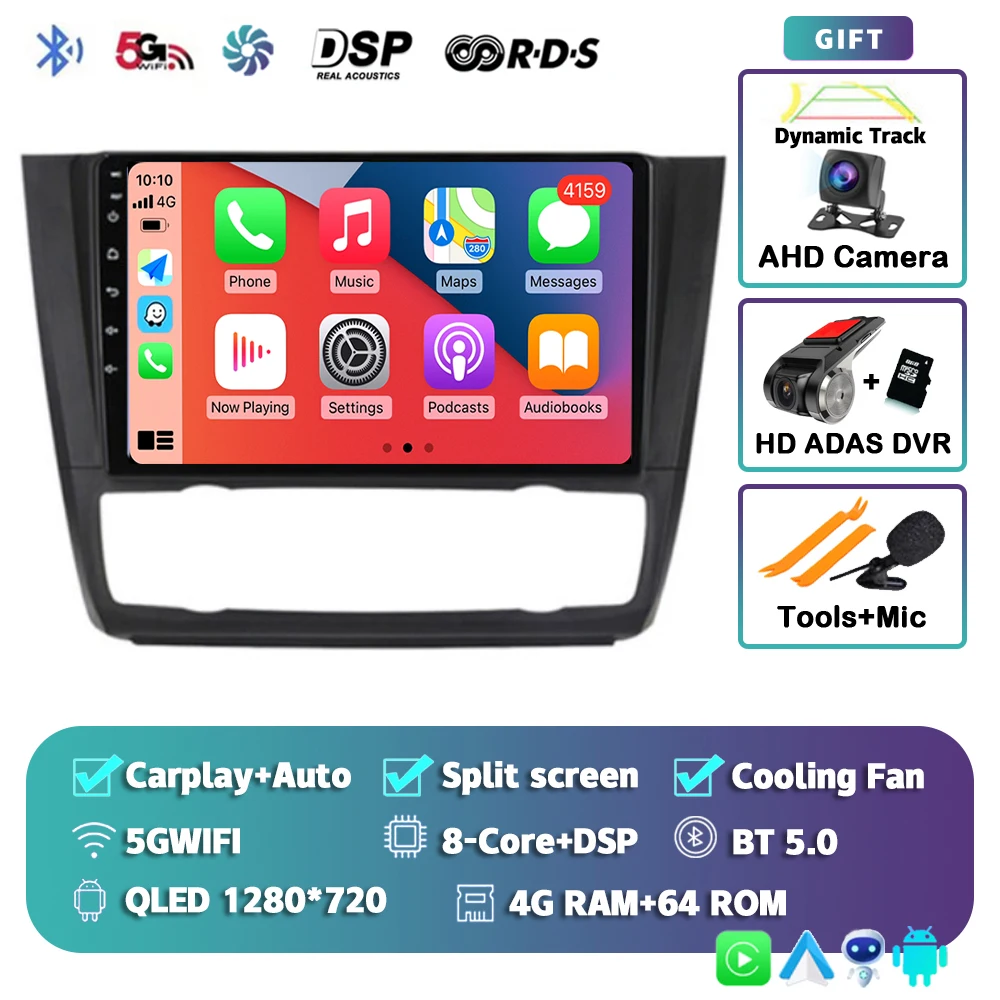 Android 15 Voor BMW 1-Serie E88 E82 E81 E87 2004 - 2011 2K QLED Android Autoradio multimedia Video Player GPS stereo CarPlay 4G