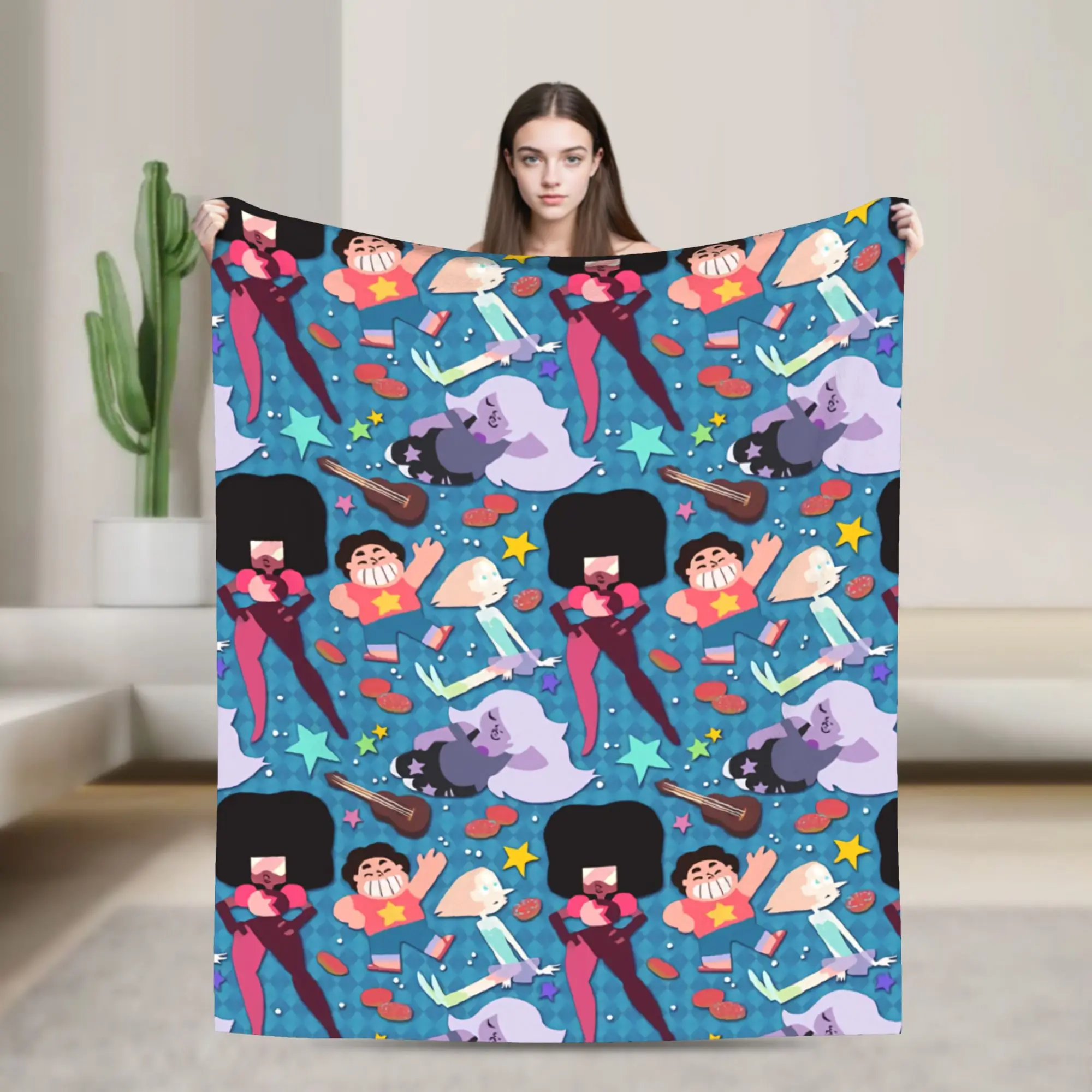 Steven Universe  Blanket Star The Crystal  Flannel Awesome Breathable Throw Blankets for Home Summer,