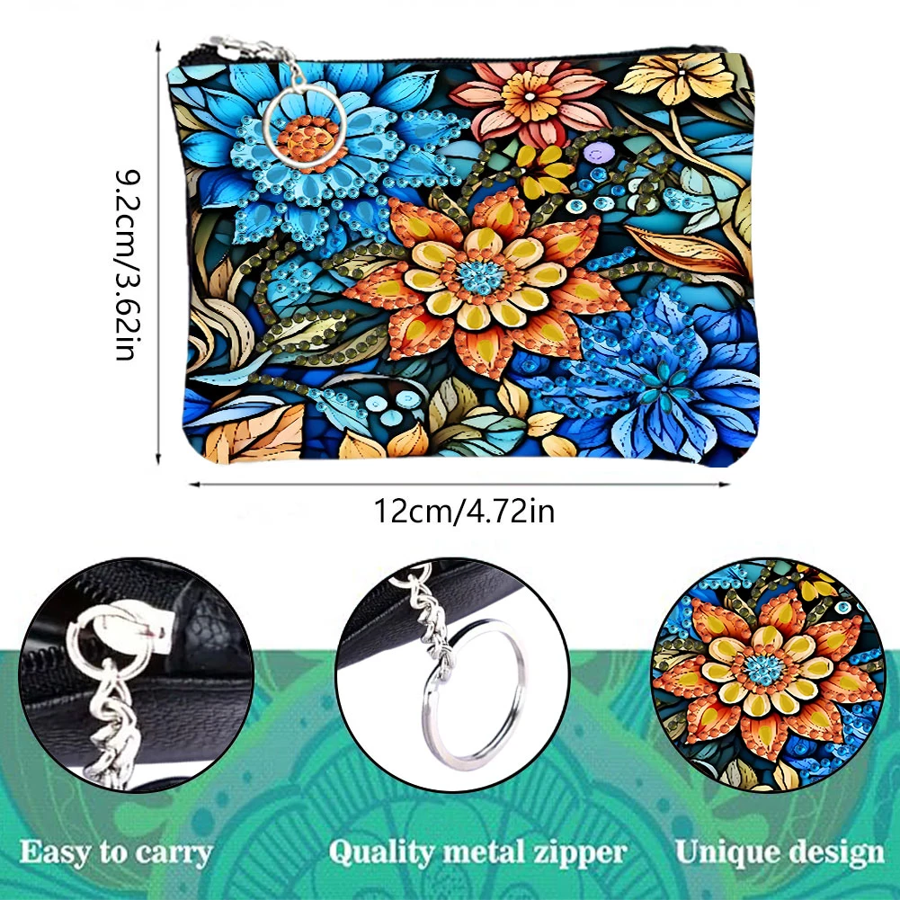 One-Piece Set, DIY Diamond Painting Wallet Handbag, Small Coin Purse with Zipper and Keychain