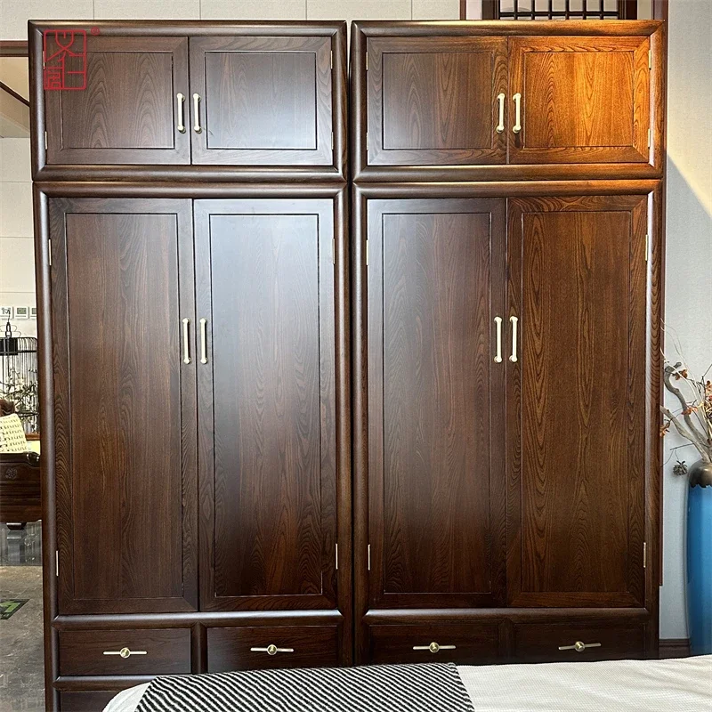 Chinese old elm wardrobe, antique code, household storage top box cabinet