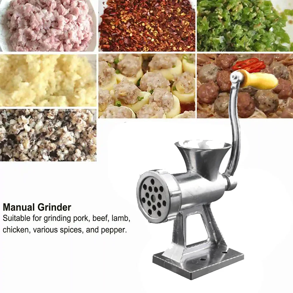

Portable Manual Meat Grinder Aluminum Alloy Grinding Machine Kitchen Appliance Vegetable Chopper Spicy Supplies Mincer Home Tool
