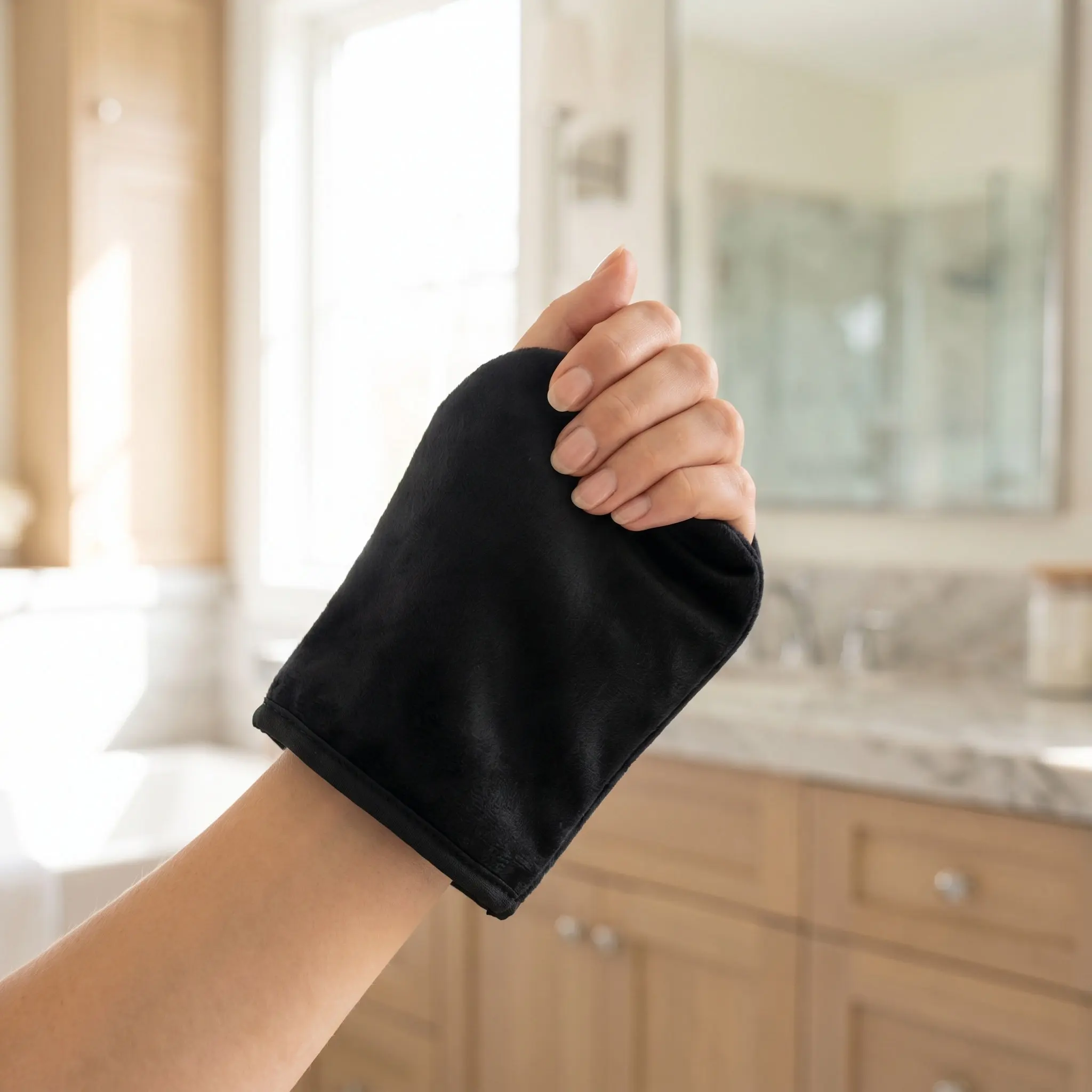 2Pcs Protective Sunscreen Gloves for Women Soft Breathable Flocking Mitts for Self Tanning Spa Use Compact and Portable